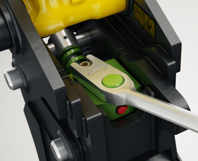 Mechanical quick coupler releasing excavator attachment safely