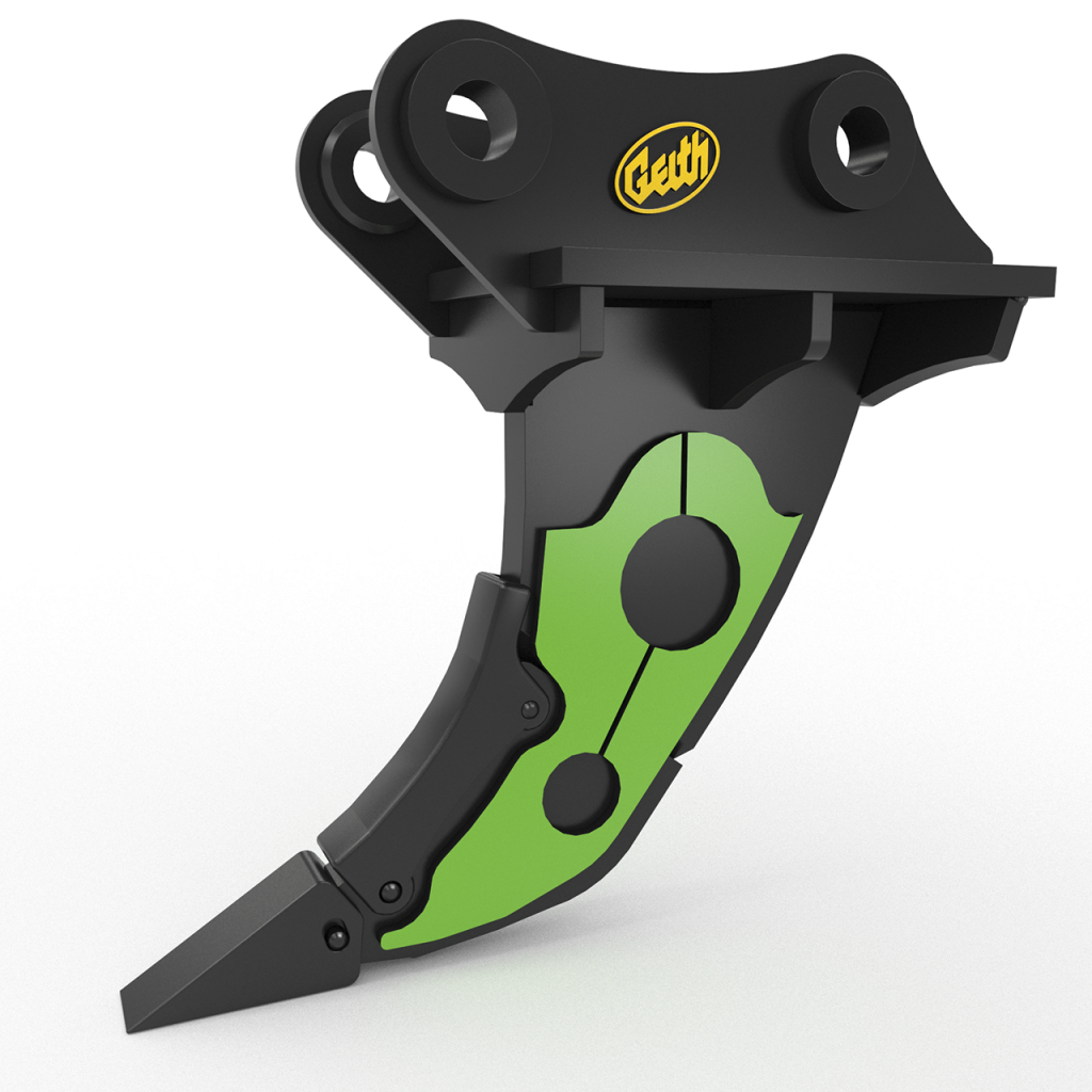 Side view of Geith Excavator Ripper Tooth with wear pack highlighted