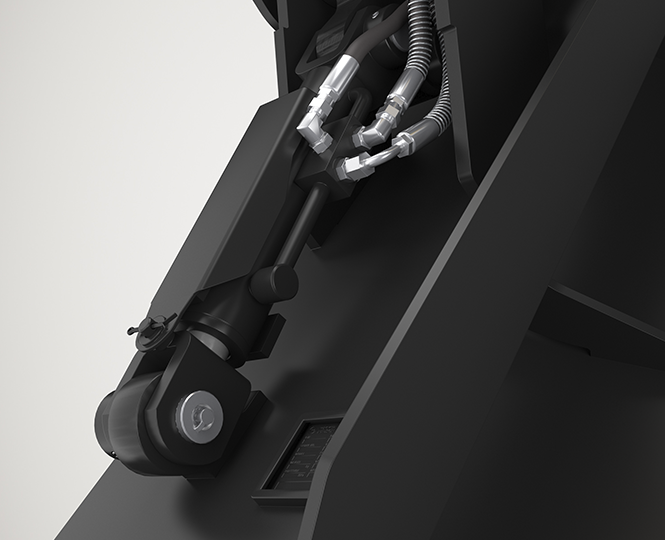 Tilt bucket ram guard protecting hydraulic ram on excavator attachment