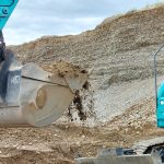 S Type Quick Coupler and Bucket on Kobelco Excavator